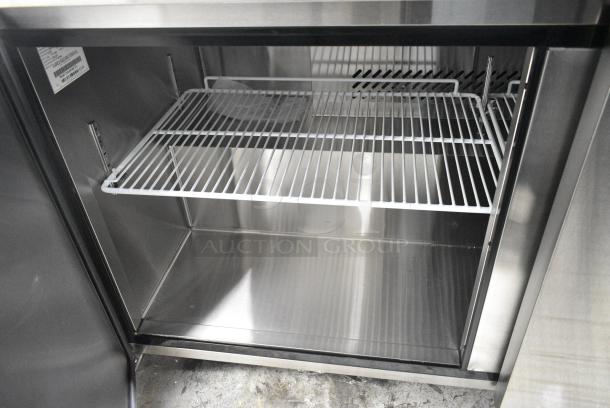 BRAND NEW SCRATCH AND DENT! 2018 Migali C-U60F-HC Stainless Steel Commercial 2 Door Undercounter Cooler on Commercial Casters. Serial C-U60F-HC00318081700920018. 115 Volts, 1 Phase. Tested and Working! - Image 5 of 7