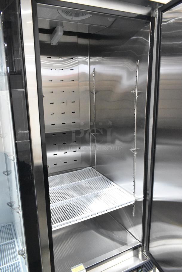BRAND NEW SCRATCH AND DENT! 2023 Migali C-1FB-HC Stainless Steel Commercial Single Door Reach In Cooler w/ Poly Coated Racks on Commercial Casters. Serial C-1FB-HCT03230617092T0003. 115 Volts, 1 Phase. Tested and Working! - Image 5 of 6