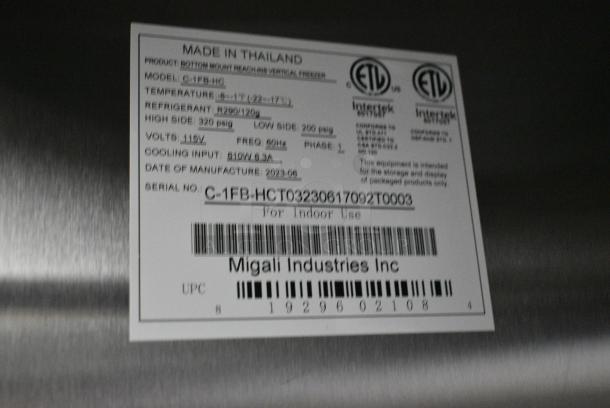BRAND NEW SCRATCH AND DENT! 2023 Migali C-1FB-HC Stainless Steel Commercial Single Door Reach In Cooler w/ Poly Coated Racks on Commercial Casters. Serial C-1FB-HCT03230617092T0003. 115 Volts, 1 Phase. Tested and Working! - Image 6 of 6