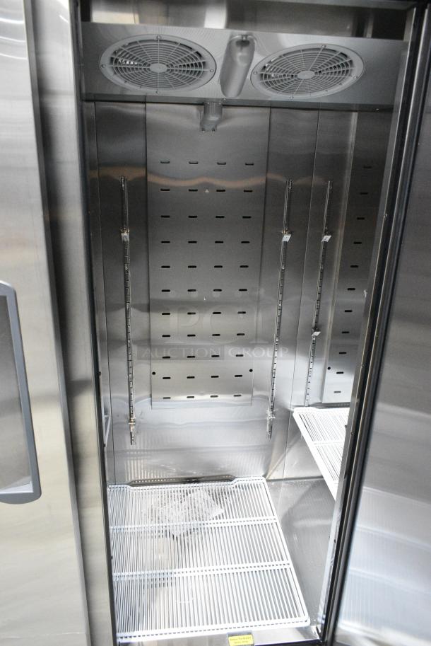 BRAND NEW SCRATCH AND DENT! 2022 Migali C-3F-HC Stainless Steel Commercial 3 Door Reach In Freezer w/ Poly Coated Racks on Commercial Casters. Serial  C-3F-HC003220525092C0016. 115 Volts, 1 Phase. Cannot Test Due To Plug Style - Image 6 of 8
