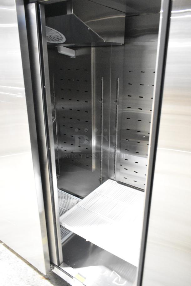 BRAND NEW SCRATCH AND DENT! 2022 Migali C-3F-HC Stainless Steel Commercial 3 Door Reach In Freezer w/ Poly Coated Racks on Commercial Casters. Serial  C-3F-HC003220525092C0016. 115 Volts, 1 Phase. Cannot Test Due To Plug Style - Image 7 of 8