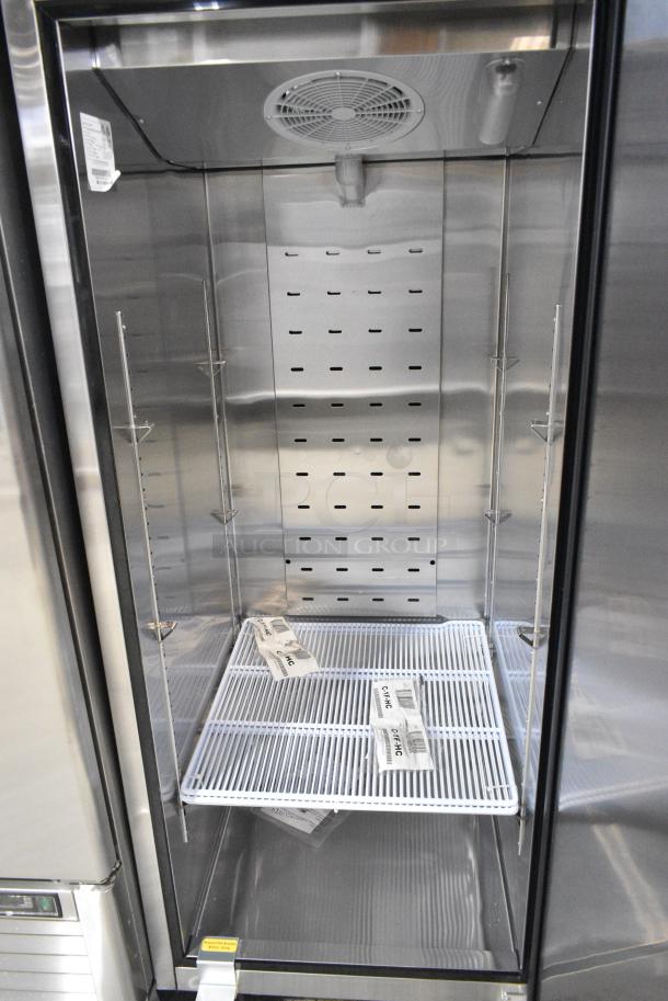 BRAND NEW SCRATCH AND DENT! 2023 Migali C-1F-HC Stainless Steel Commercial Single Door Reach In Freezer w/ Poly Coated Racks on Commercial Casters. Serial C-1F-HC003230623092C0023. 115 Volts, 1 Phase. Tested and Working! - Image 5 of 6