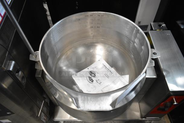 BRAND NEW SCRATCH AND DENT! 2022 Vulcan K20ETT Stainless Steel Commercial Electric Powered Tilting Steam Kettle w/ BRAND NEW Faucets. 208/240 Volts - Image 5 of 10