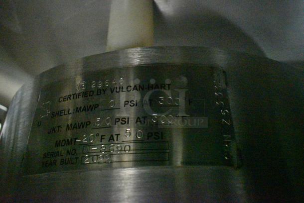 BRAND NEW SCRATCH AND DENT! 2022 Vulcan K20ETT Stainless Steel Commercial Electric Powered Tilting Steam Kettle w/ BRAND NEW Faucets. 208/240 Volts - Image 7 of 10