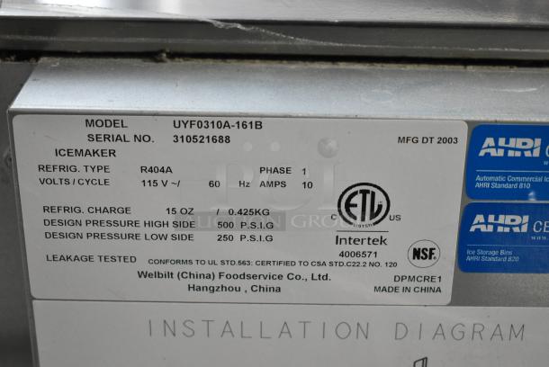 BRAND NEW SCRATCH AND DENT! 2020 Manitowoc UYF0310A-161B Stainless Steel Commercial Undercounter Self Contained Ice Machine. 115 Volts, 1 Phase. - Image 7 of 7