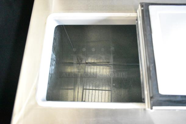 BRAND NEW SCRATCH AND DENT! Master-Bilt DC-4S Stainless Steel Commercial Chest Freezer w/ 2 Center Hinge Lids on Commercial Casters.  115 Volts, 1 Phase. Tested and Working! - Image 5 of 12