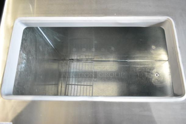 BRAND NEW SCRATCH AND DENT! Master-Bilt DC-4S Stainless Steel Commercial Chest Freezer w/ 2 Center Hinge Lids on Commercial Casters.  115 Volts, 1 Phase. Tested and Working! - Image 7 of 12