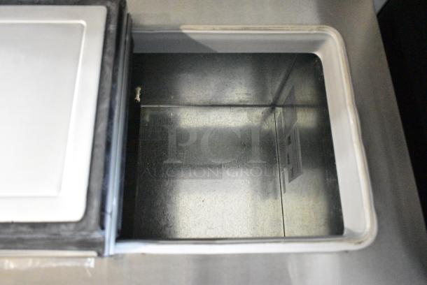 BRAND NEW SCRATCH AND DENT! Master-Bilt DC-4S Stainless Steel Commercial Chest Freezer w/ 2 Center Hinge Lids on Commercial Casters.  115 Volts, 1 Phase. Tested and Working! - Image 10 of 12