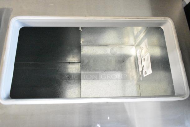 BRAND NEW SCRATCH AND DENT! Master-Bilt DC-4S Stainless Steel Commercial Chest Freezer w/ 2 Center Hinge Lids on Commercial Casters.  115 Volts, 1 Phase. Tested and Working! - Image 11 of 12