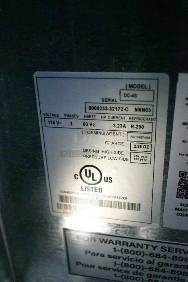 BRAND NEW SCRATCH AND DENT! Master-Bilt DC-4S Stainless Steel Commercial Chest Freezer w/ 2 Center Hinge Lids on Commercial Casters.  115 Volts, 1 Phase. Tested and Working! - Image 12 of 12