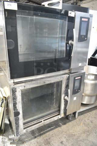 2 2019 Blodgett BLCT-62/CPE2.06 Stainless Steel Commercial Electric Powered Combi Convection Oven on Commercial Casters. See Pictures for Broken Glass on Bottom Door. 208 Volts, 3 Phase. 2 Times Your Bid!