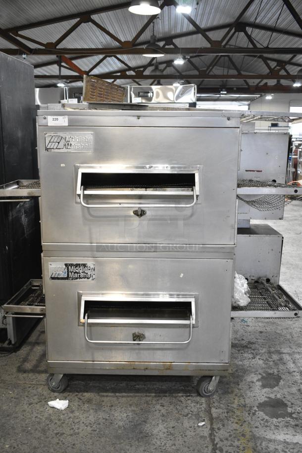 2 Middleby Marshall PS220 Stainless Steel Commercial Natural Gas Powered Conveyor Pizza Oven on Commercial Casters. 2 Times Your Bid! - Image 1 of 9