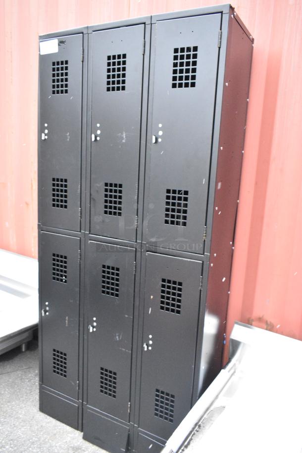 BRAND NEW SCRATCH AND DENT! Black Metal 6 Cubby Locker. - Image 1 of 5