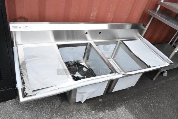 BRAND NEW SCRATCH AND DENT! Regency 600S21824218 Stainless Steel 2 Bay Sink w/ Dual Drain Boards. No Legs. Bays 18x24x14. Drain Boards 16x25 - Image 1 of 5