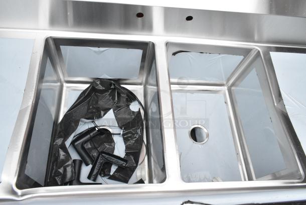 BRAND NEW SCRATCH AND DENT! Regency 600S21824218 Stainless Steel 2 Bay Sink w/ Dual Drain Boards. No Legs. Bays 18x24x14. Drain Boards 16x25 - Image 3 of 5