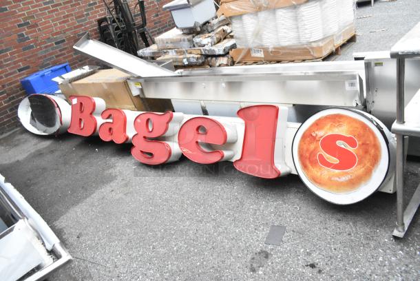 White and Red Bagel Sign. - Image 1 of 4