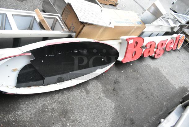 White and Red Bagel Sign. - Image 2 of 4