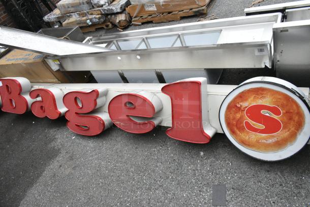 White and Red Bagel Sign. - Image 3 of 4