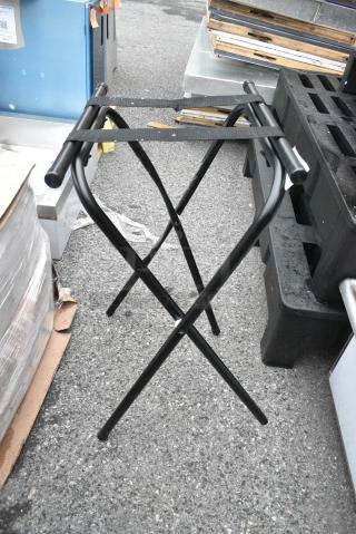 3 BRAND NEW SCRATCH AND DENT! Black Metal Serving Tray Stands. 3 Times Your Bid!