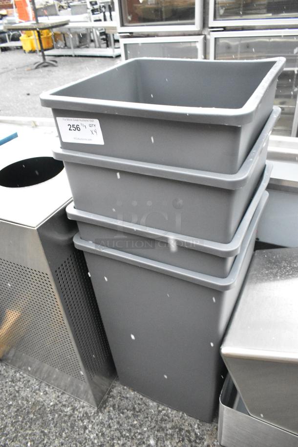 4 BRAND NEW SCRATCH AND DENT! Gray Poly Trash Cans. 4 Times Your Bid! - Image 1 of 3