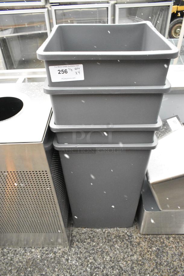 4 BRAND NEW SCRATCH AND DENT! Gray Poly Trash Cans. 4 Times Your Bid! - Image 3 of 3