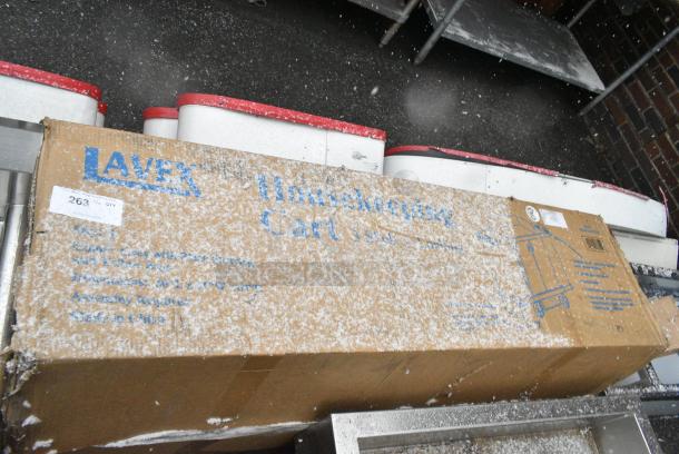 BRAND NEW SCRATCH AND DENT! Lavex 274HKCARTLCK Hotel / Housekeeping Cart - Large Locking Three Shelf. May Be Missing Pieces - Image 1 of 2