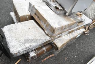 6 BRAND NEW SCRATCH AND DENT! Items Including 600C2S2424KD Regency 24" x 24" Two Shelf 16-Gauge 430 Stainless Steel Utility Cart - Knocked Down, 600DUN2048M Regency 20" x 48" Mobile Aluminum Dunnage Rack - 1600 lb. Capacity, 600ES3048G Regency 30" x 48" 16-Gauge Stainless Steel Equipment Stand with Galvanized Undershelf. 6 Times Your Bid!