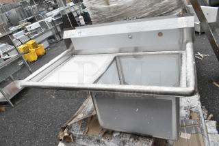 BRAND NEW SCRATCH AND DENT! Steelton 522CS11818L 38 3/4" 18-Gauge Stainless Steel One Compartment Commercial Sink with Left Drainboard - 18" x 18" x 12" Bowl. No Legs.