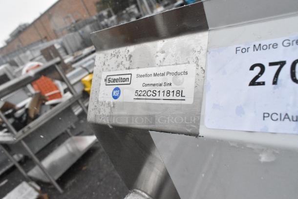 BRAND NEW SCRATCH AND DENT! Steelton 522CS11818L 38 3/4" 18-Gauge Stainless Steel One Compartment Commercial Sink with Left Drainboard - 18" x 18" x 12" Bowl. No Legs. - Image 5 of 5