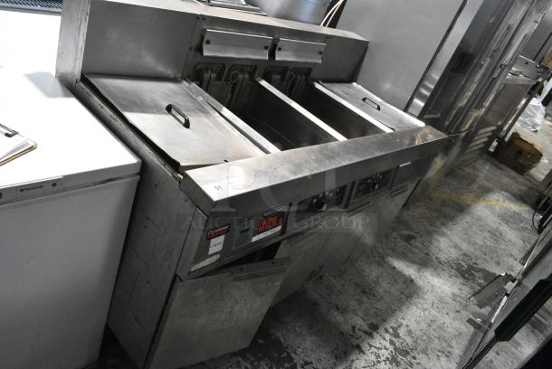 Frymaster FH217SE Stainless Steel Commercial Electric Powered 2 Bay Deep Fat Fryer w/ 2 Dumping Stations on Commercial Casters. 480 Volts, 3 Phase. - Image 2 of 17