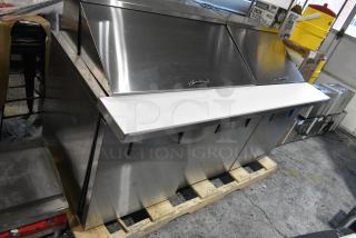 BRAND NEW SCRATCH AND DENT! 2024 True TSSU-72-30M-B-ST-HC Stainless Steel Commercial Sandwich Salad Prep Table Bain Marie Mega Top. 115 Volts, 1 Phase. Tested and Powers On But Does Not Get Cold