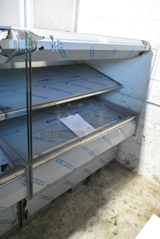 BRAND NEW! 2016 BKI HSS4-2TSQ Stainless Steel Commercial Floor Style 2 Tier Warming Display Case Merchandiser. 230 Volts, 1 Phase.