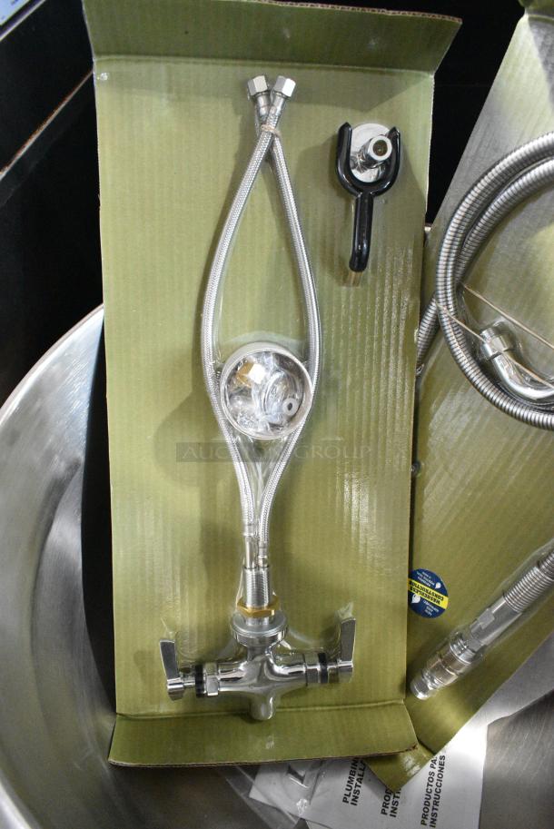 BRAND NEW SCRATCH AND DENT! 2022 Vulcan K20ETT Stainless Steel Commercial Electric Powered Tilting Steam Kettle w/ BRAND NEW Faucets. 208/240 Volts - Image 9 of 10