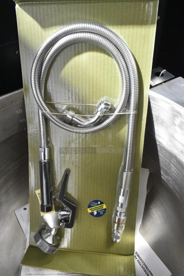 BRAND NEW SCRATCH AND DENT! 2022 Vulcan K20ETT Stainless Steel Commercial Electric Powered Tilting Steam Kettle w/ BRAND NEW Faucets. 208/240 Volts - Image 10 of 10