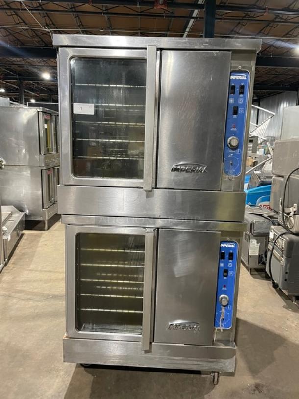 Sweet! Imperial Commercial Stainless Steel Natural Gas Powered Double Stacked Convection Oven! With Wire Oven Racks! On Casters! 2X Your Bid Makes One Unit! - Image 1 of 9