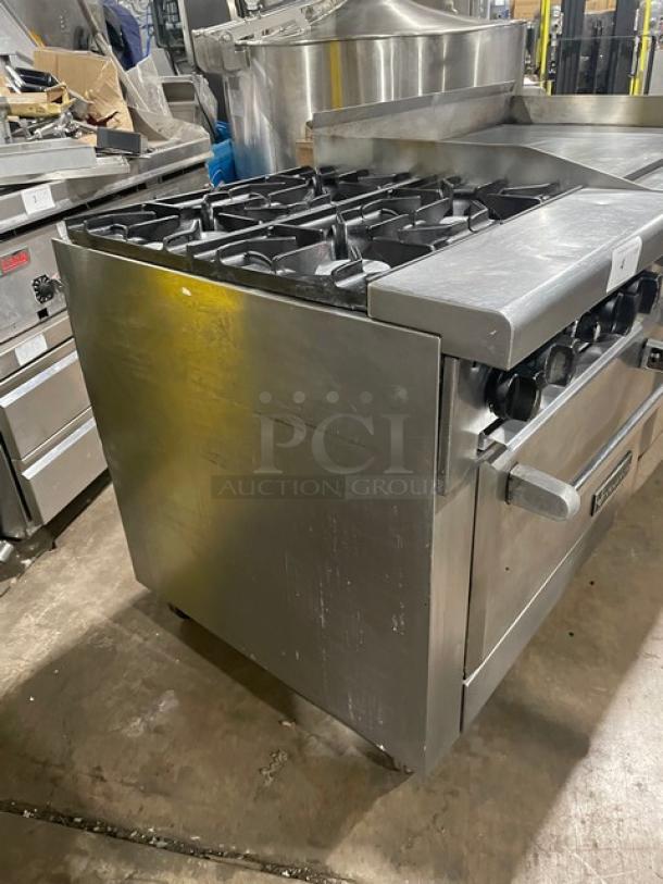 Venancio USA Commercial Stainless Steel Natural Gas Powered 4 Burner Range/Flat Griddle Split Top & Double Oven Combo! With Wired Oven Rack! Model: R602ST-24B30G! On Casters! - Image 2 of 11