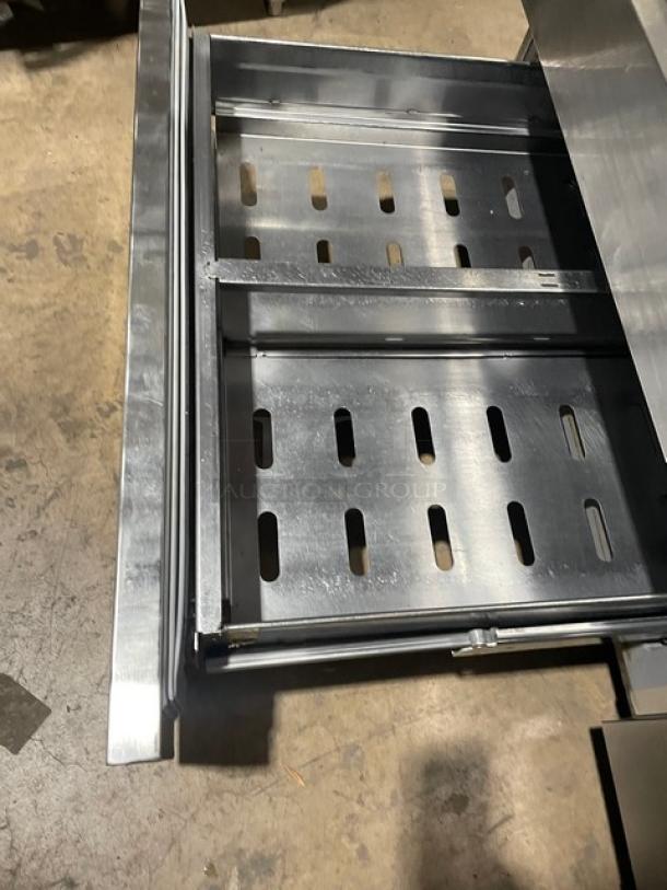 Lang Manufacturing Commercial Stainless Steel Natural Gas Powered Heavy Duty 48" Mirror Shine Polished Top Flat Griddle! With Thermostatic Controls! On Legs! With Delfield Commercial 2 Drawer Refrigerated Chef Base! Model: 17C52P SN: 1905150001649! 115V 1 Phase! On Casters! All One Money! - Image 7 of 12