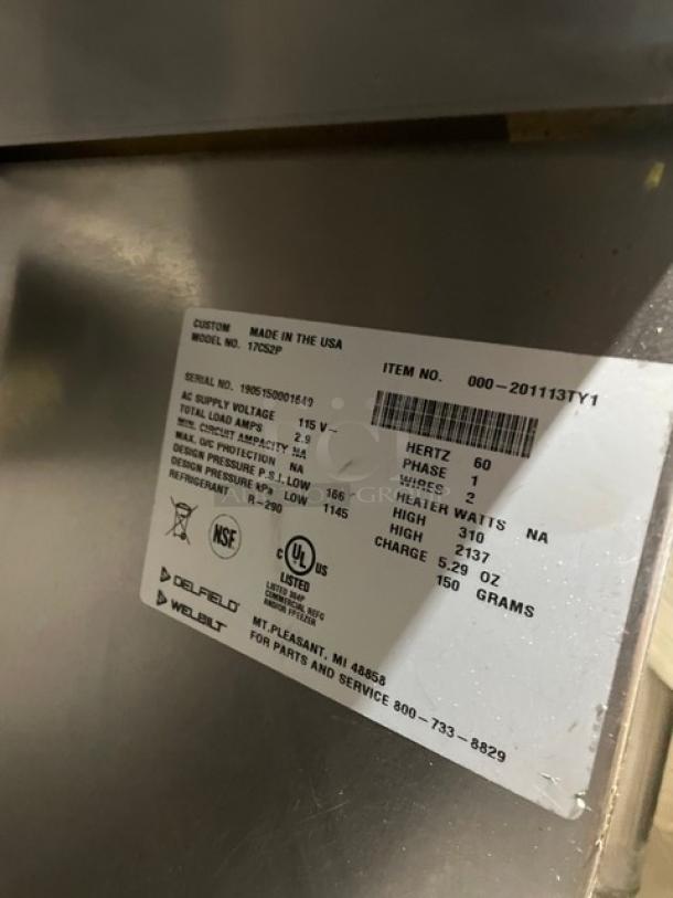 Lang Manufacturing Commercial Stainless Steel Natural Gas Powered Heavy Duty 48" Mirror Shine Polished Top Flat Griddle! With Thermostatic Controls! On Legs! With Delfield Commercial 2 Drawer Refrigerated Chef Base! Model: 17C52P SN: 1905150001649! 115V 1 Phase! On Casters! All One Money! - Image 10 of 12