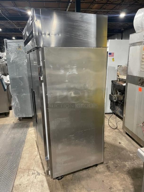 Delfield Commercial Stainless Steel Solid Double Door Reach In Refrigerator! With Poly Coated Wire Racks! Model: 6051XL-S SN: 1204152001884! 115V 1 Phase! On Casters! - Image 2 of 10