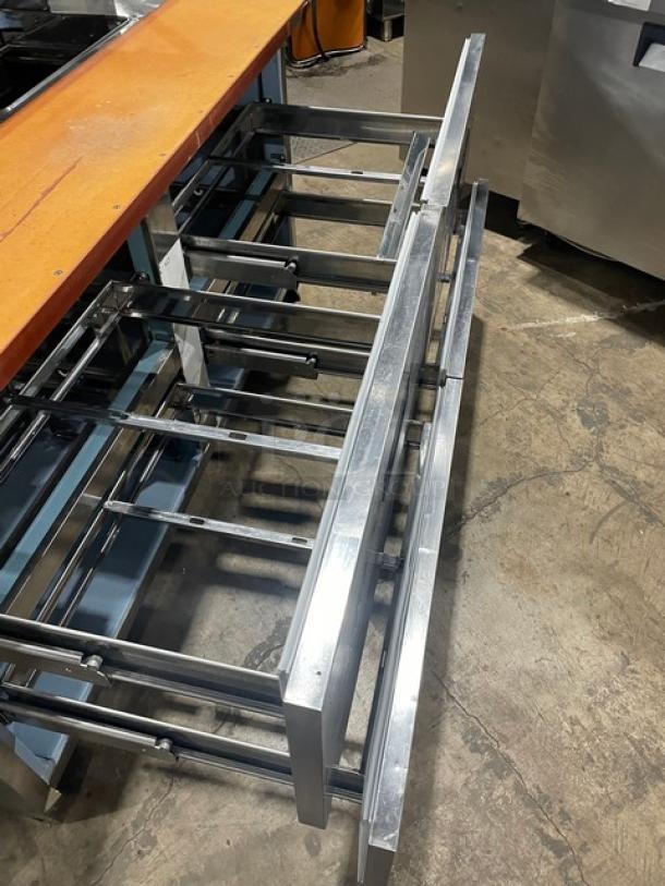 Delfield Commercial Stainless Steel 4 Drawer Refrigerated Mega Top Salad/Sandwich Prep Table! With Enclosed Storage Base Type Shelf Overhead! With Wooden Chopping Block Style Workstation! Model: UCD4464N-12-DD5 SN: 1303152000466! 115V 1Phase! - Image 5 of 10