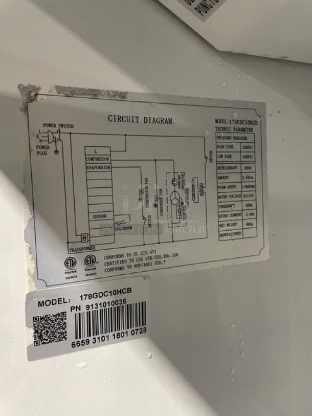 Avantco Commercial Black Single Glass Door Reach In Refrigerator Merchandiser! With Poly Coated Racks! Model: 178GDC10HCB! 115V! On Legs! - Image 6 of 8