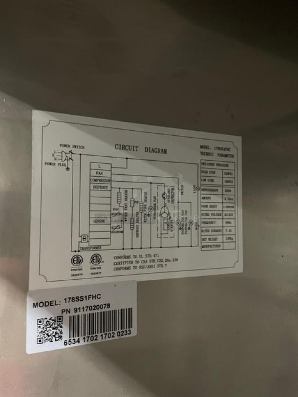 Avantco Commercial Stainless Steel Solid Single Door Reach In Freezer! Model: 178SS1FHC! 115V! On Casters! - Image 7 of 9