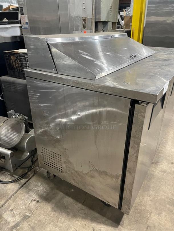 True Commercial Stainless Steel 3 Door Refrigerated Mega Top Salad/Sandwich Prep Table! With Poly Coated Wire Racks! Model: TSSU-72-12 SN: 7868756! 115V 1 Phase! On Casters! - Image 2 of 9