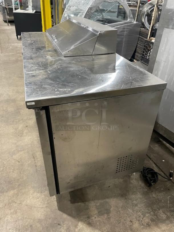 True Commercial Stainless Steel 3 Door Refrigerated Mega Top Salad/Sandwich Prep Table! With Poly Coated Wire Racks! Model: TSSU-72-12 SN: 7868756! 115V 1 Phase! On Casters! - Image 3 of 9