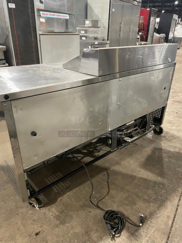 True Commercial Stainless Steel 3 Door Refrigerated Mega Top Salad/Sandwich Prep Table! With Poly Coated Wire Racks! Model: TSSU-72-12 SN: 7868756! 115V 1 Phase! On Casters! - Image 4 of 9