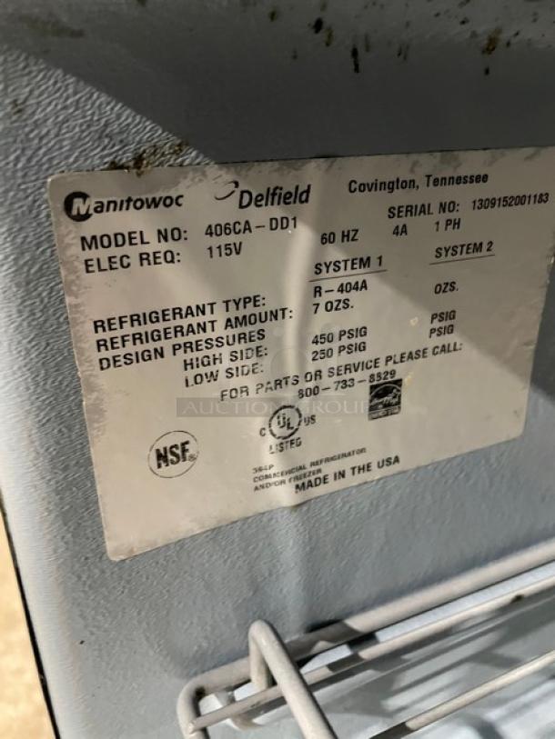 Delfield Commercial Stainless Steel Solid Single Door Undercounter Reach In Refrigerator! With Poly Coated Wire Rack! Model: 406CA-DD1 SN: 1309152001183! 115V 1 Phase! On Casters! - Image 6 of 7