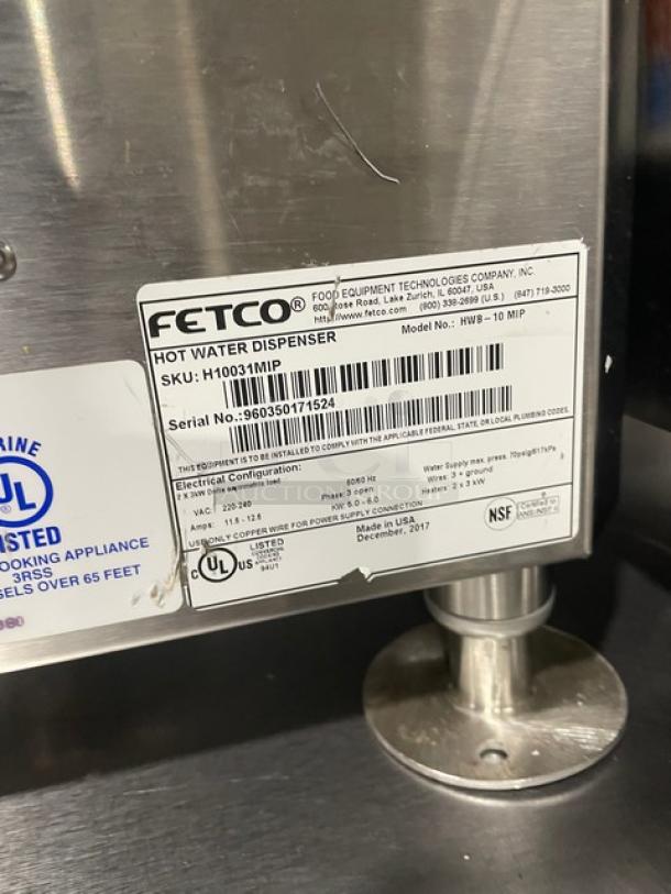 Fetco Commercial Stainless Steel Countertop Hot Water Dispenser! Model: HWB-10 MIP SN: 960350171524! 220-240V 3 Phase! On Legs! - Image 7 of 8