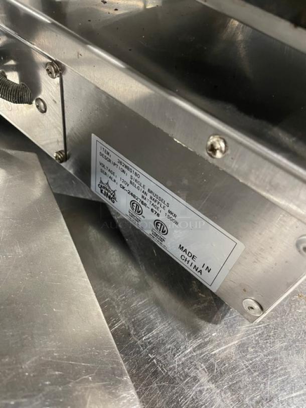 Carnival King Commercial Stainless Steel Countertop Single Brussels Style Belgian Waffle Maker! Model: 382WBS180 SN: CK-240276R-678! 120V! On Legs! - Image 5 of 10
