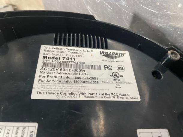Vollrath Commercial Stainless Steel Electric Powered Countertop 11Qt Mirage Induction Rethermalizer/Soup Warmer! Model: 7411 SN: H022-00337702-086! 120V! - Image 4 of 5