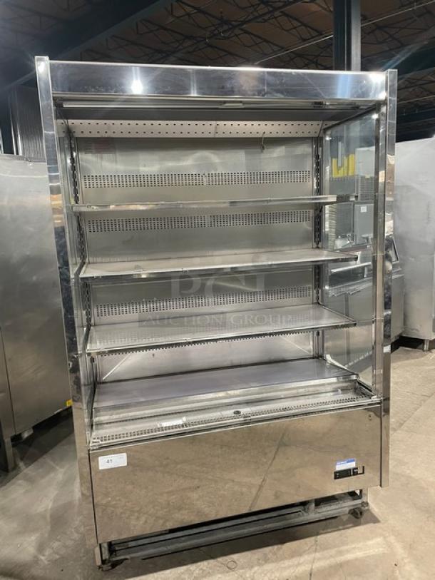 Langer Commercial Stainless Steel Self-Contained Refrigerated Open Grab-N-Go Display Merchandiser Case! With Adjustable Shelves! Model: Karlos 200 UL SN: 44040! 230V 1 Phase! On Castors! - Image 1 of 9